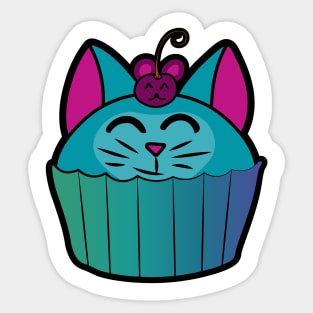 Catcake With Mouse-Cherry - Turquoise Sticker